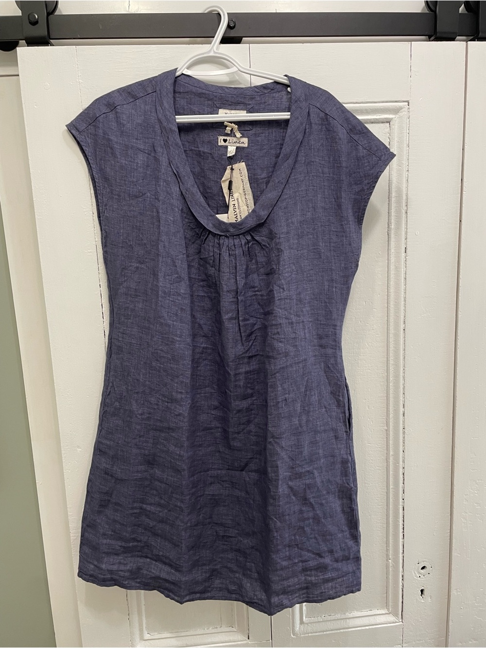 Malvin I Love Linen Scoop Neck Dress - Slate Blue